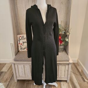 Wet Seal Black Hooded Long Cardigan Duster